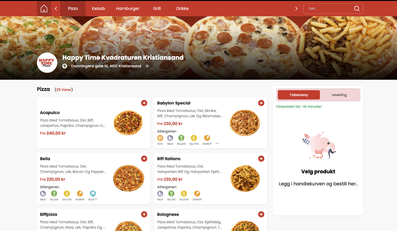 Happ Time Pizza bestilling